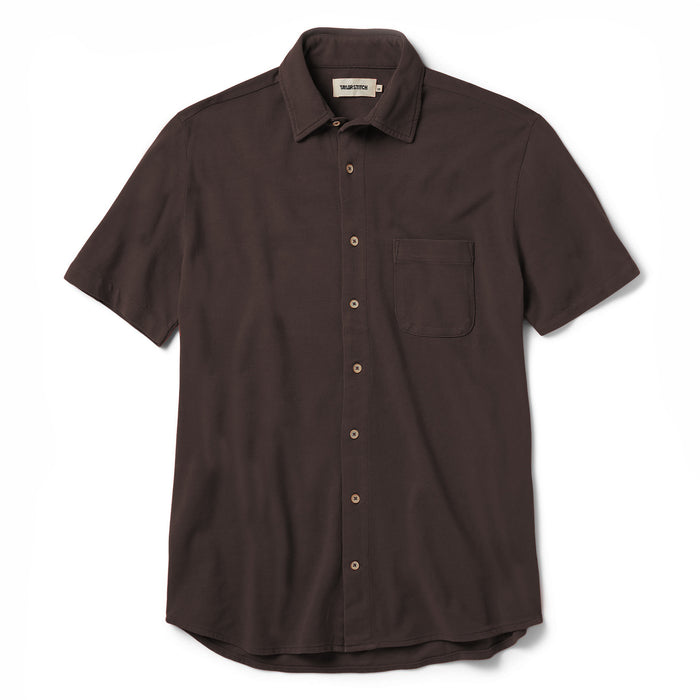 flatlay of The Short Sleeve California in Espresso Pique