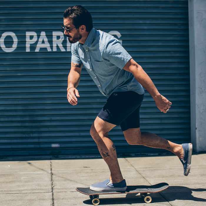 The Short Sleeve California in Slub Chambray
