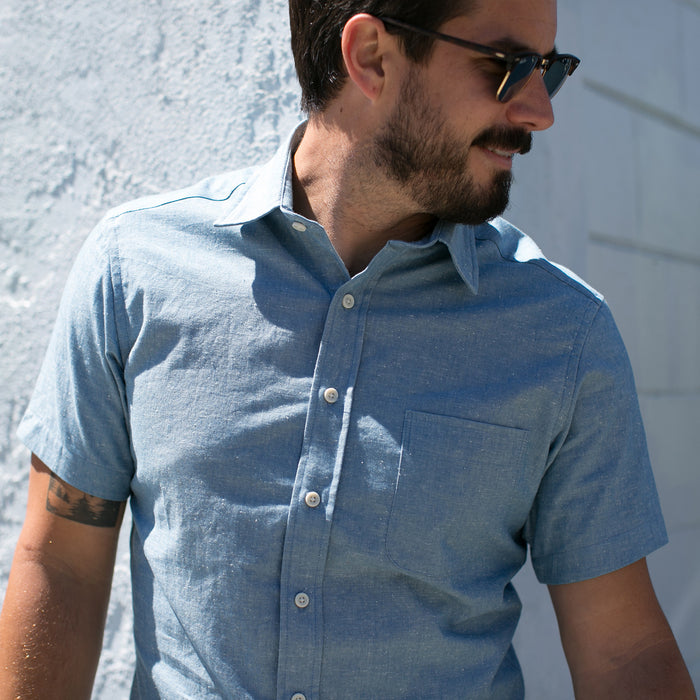 The Short Sleeve California in Slub Chambray