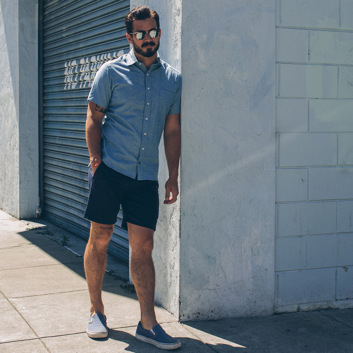 The Short Sleeve California in Slub Chambray