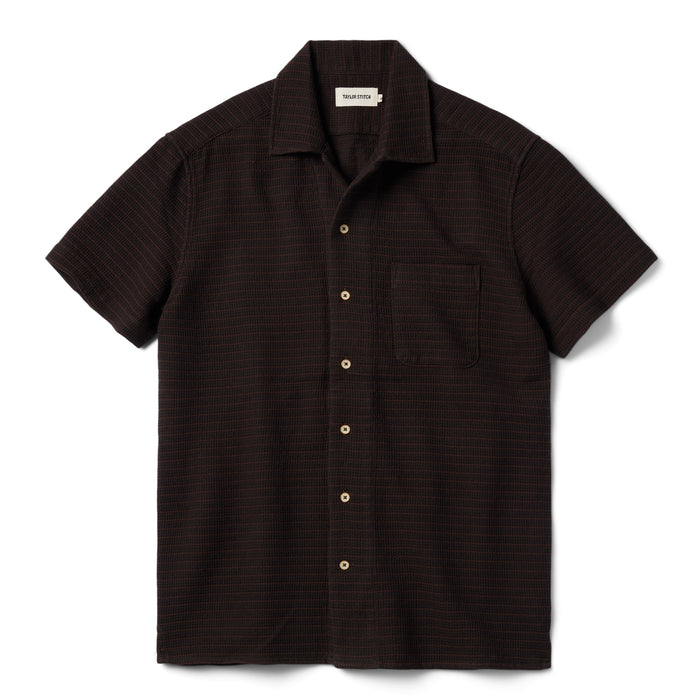 flatlay of The Short Sleeve Hawthorne in Espresso Pickstitch Waffle