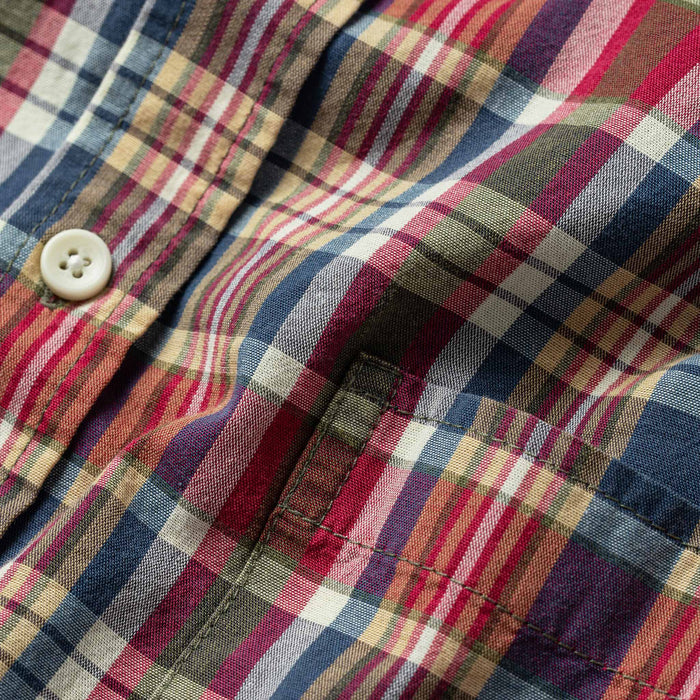 Close up material shot highlighting plaid pattern