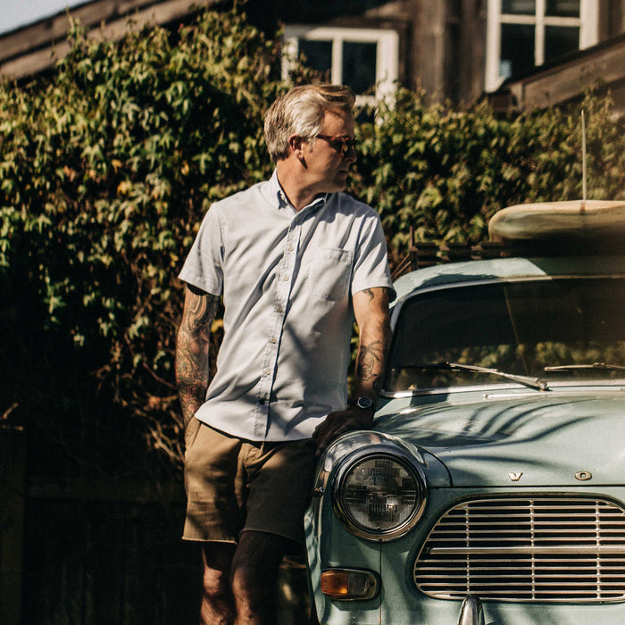 The Short Sleeve Jack in Washed Blue Oxford