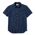 flatlay of The Short Sleeve Western in Indigo Linen