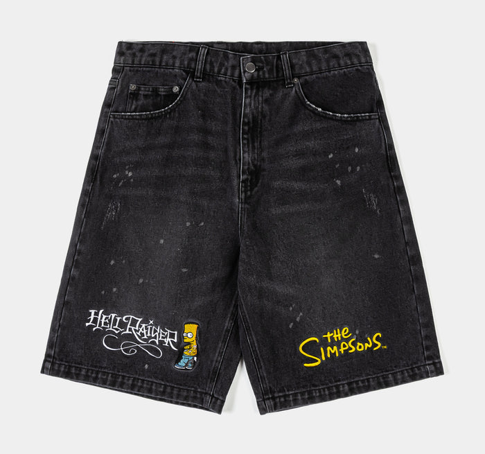 The Simpsons By Shoe Palace Hell Raiser Denim Washed Mens Shorts (Black/Yellow)