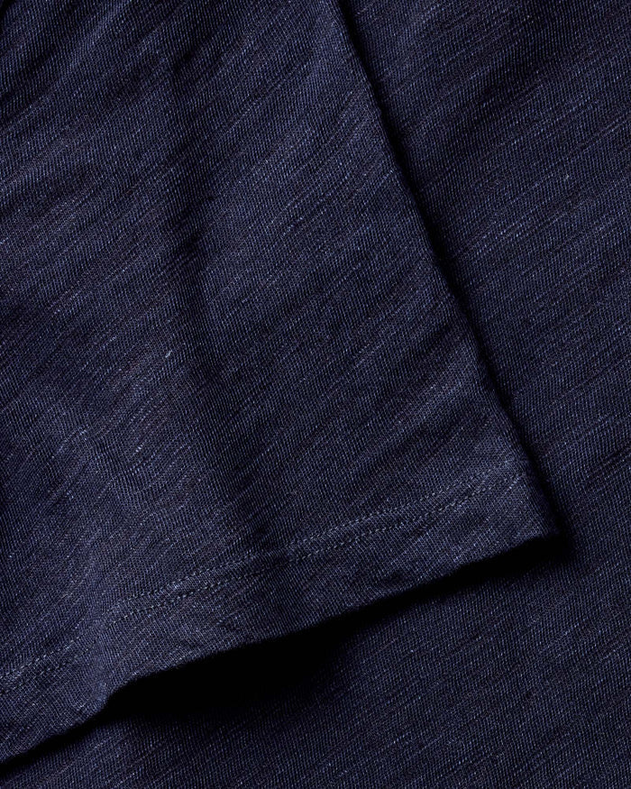 material shot of the fabric on The Organic Cotton Tee in Rinsed Indigo