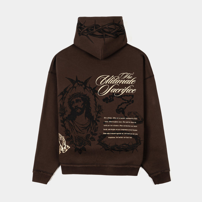 The Ultimate Sacrifice Zip Up Mens Hoodie (Brown/Black)