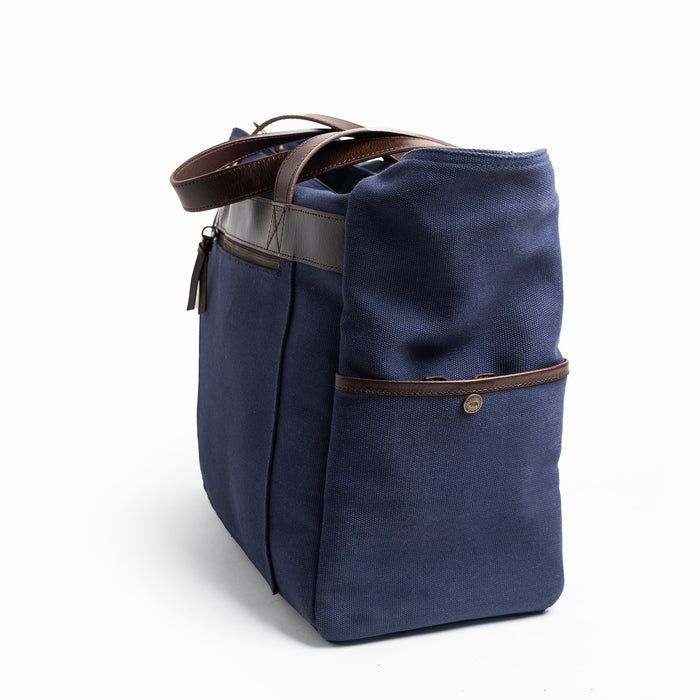flatlay of The Utility Bag in Navy, from the side