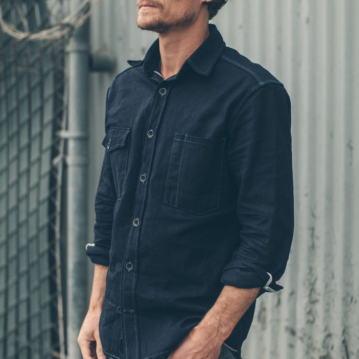 The Utility Shirt in Cone Mills Indigo Selvage Canvas