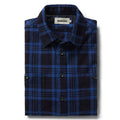 flatlay of The Utility Shirt Rinsed Indigo Plaid folded