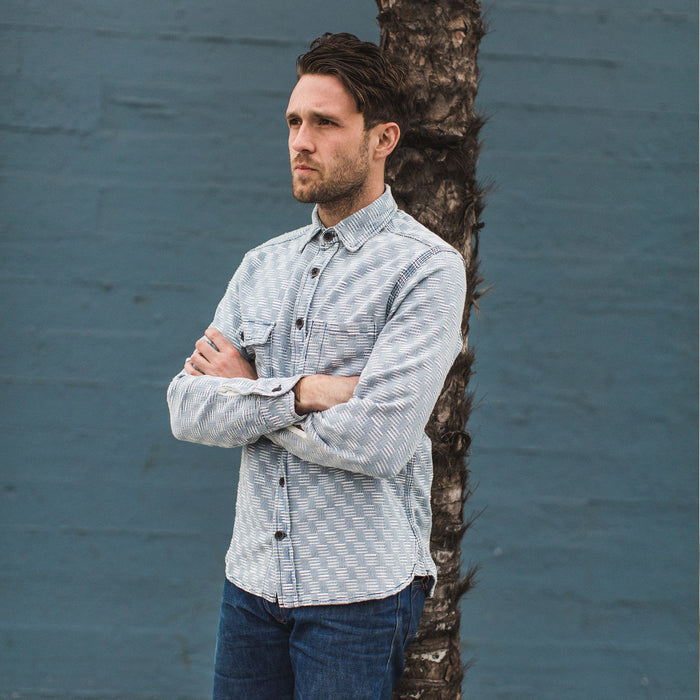 The Utility Shirt in Washed Indigo Jacquard
