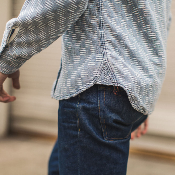 The Utility Shirt in Washed Indigo Jacquard