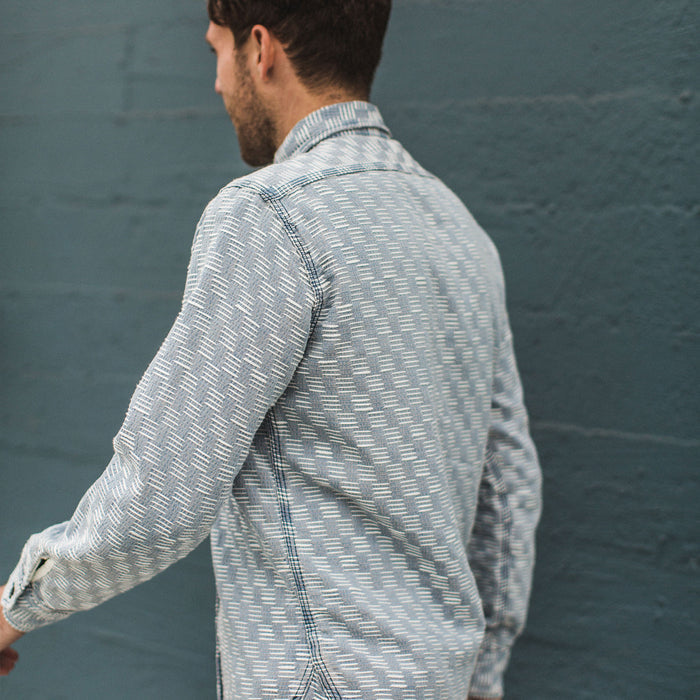 The Utility Shirt in Washed Indigo Jacquard
