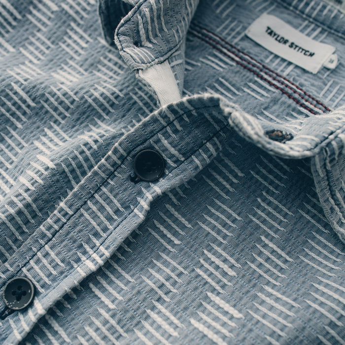 The Utility Shirt in Washed Indigo Jacquard