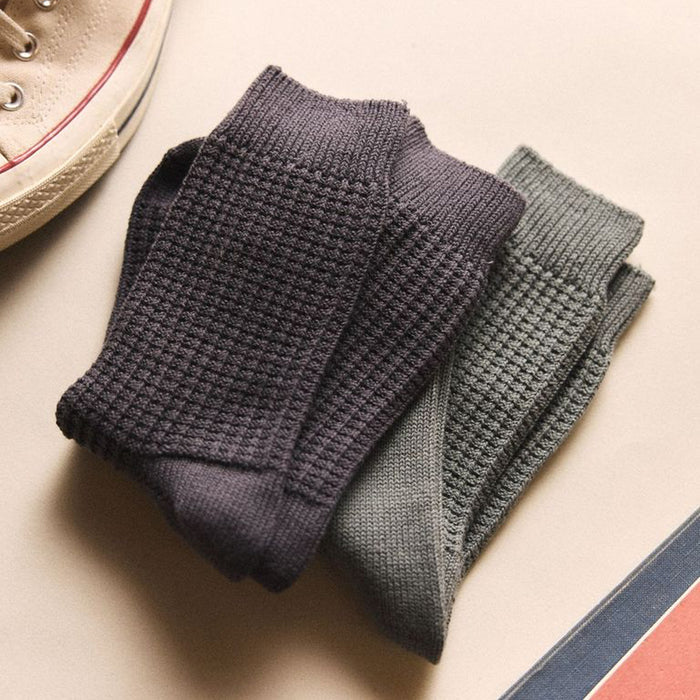 The Waffle Sock in Asphalt and Deep Sea