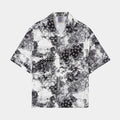 Tie Dye Paisley Button Up Mens Short Sleeve Shirt (Black/White)