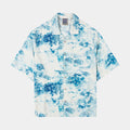 Tie Dye Paisley Button Up Mens Short Sleeve Shirt (Blue/White)