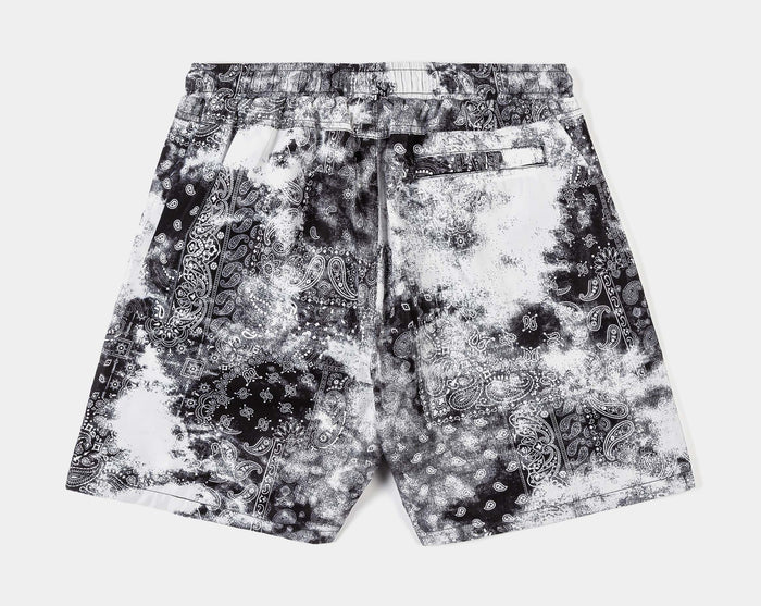 Tie Dye Paisley Hybrid Mens Shorts (Black/White)