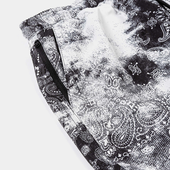 Tie Dye Paisley Hybrid Mens Shorts (Black/White)