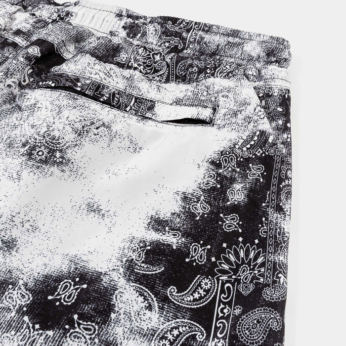 Tie Dye Paisley Hybrid Mens Shorts (Black/White)