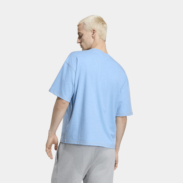 Trefoil Essentials Melange Loose Cropped Mens Short Sleeve Shirt (Light Blue Mel)