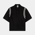 Varsity Button Up Mens Short Sleeve Shirt (Black/White)