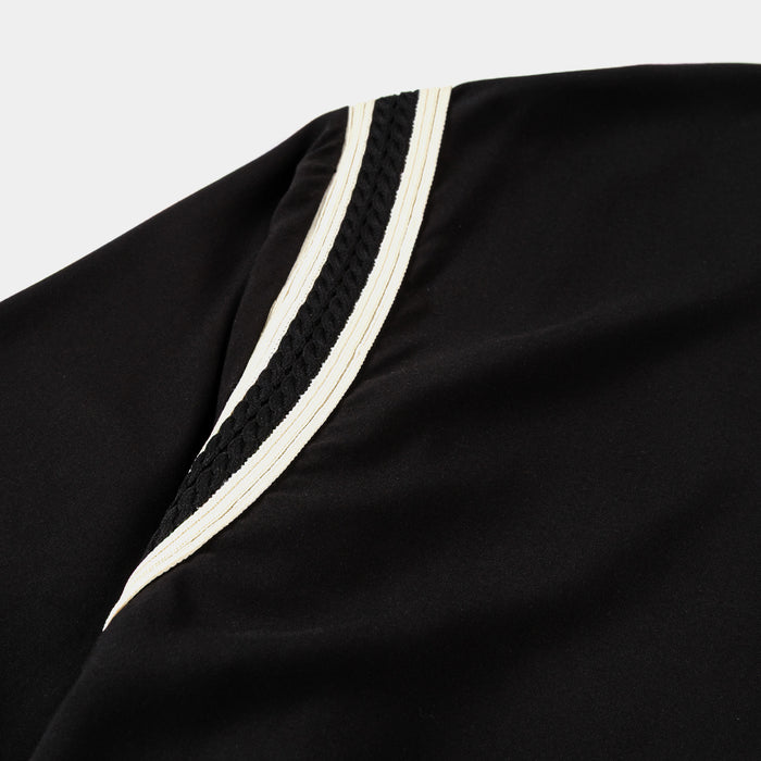 Varsity Button Up Mens Short Sleeve Shirt (Black/White)