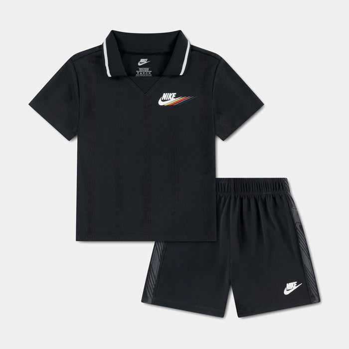 Victory Lap Polo and Shorts Infant Toddler Set (Black)