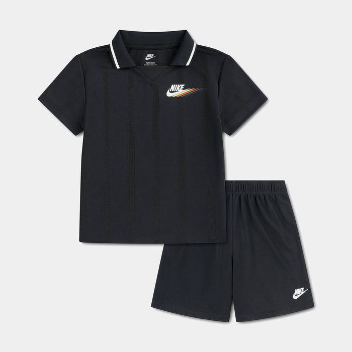 Victory Lap Polo and Shorts Preschool Set (Black)