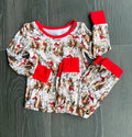 Vintage Santa and Horses Christmas Bamboo Set|18/24M