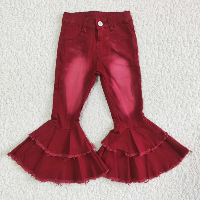 Wine Bell bottom jeans  P0004