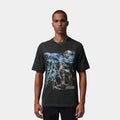 Wolf Howl Graphic Mens Short Sleeve Shirt (Off Noir)