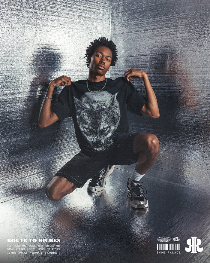 Wolf In Chains Washed Mens Short Sleeve Shirt (Grey/White)